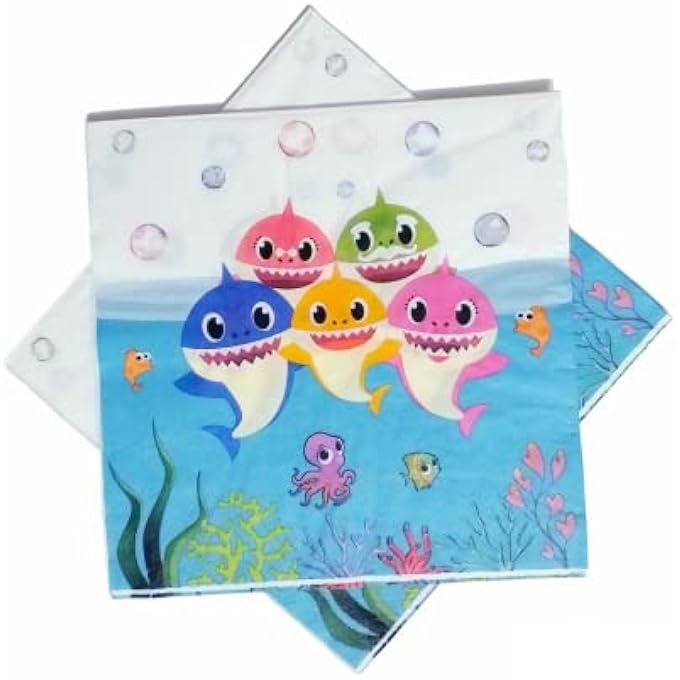 FAM 10PCS SHARK NAPKIN  KIDS TISSUE PAPER NAPKINS  BABY SHARK NAPKINS FOR KIDS PARTY  KIDS PARTY NAPKINS  SHARK TISSUE PAPERKIDS PARTY FAVORS (SHARK) - Image 1